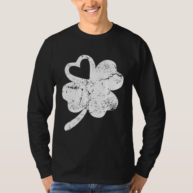 Camiseta Distressed Shamrock Retro Irish  Green St Patricks (Frente)