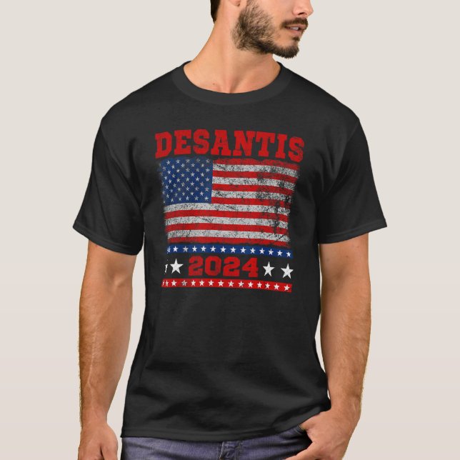 Camiseta Distressed Style American Flag Desantis 2024 (Frente)