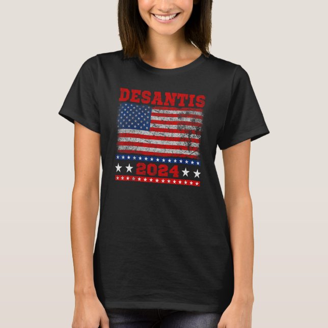 Camiseta Distressed Style American Flag Desantis 2024 (Frente)