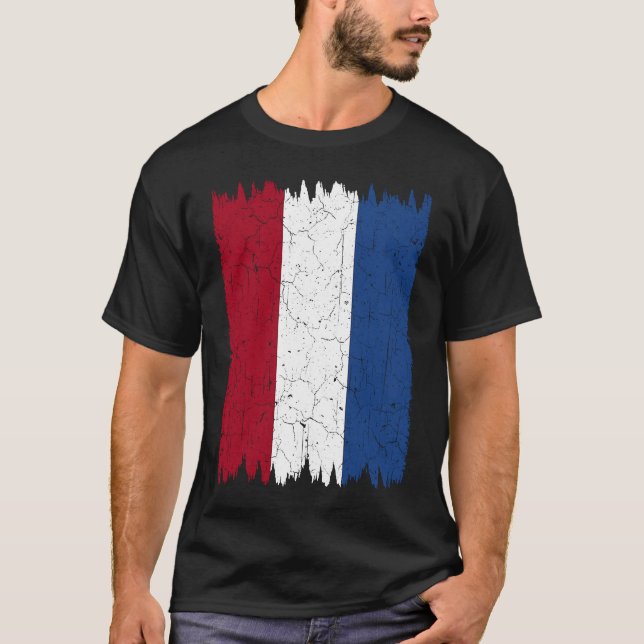 Camiseta Distressed Style Dutch Vertical Flag of Netherland (Frente)