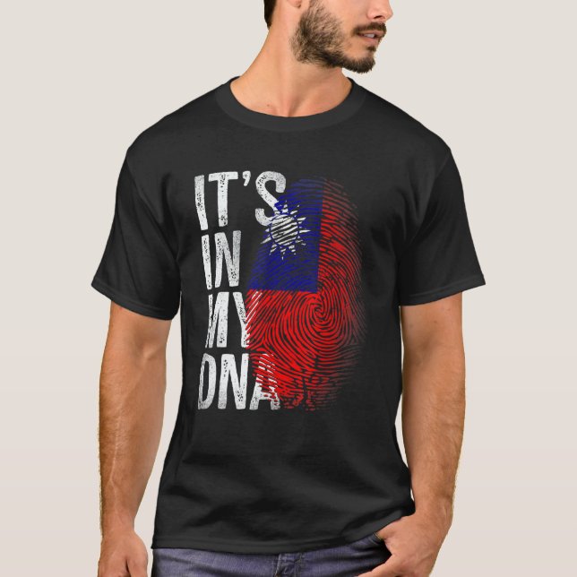 Camiseta Distressed Taiwanese Flag It's In My DNA Fingerpri (Frente)