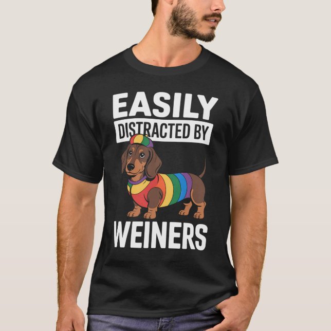 Camiseta Distribuído Facilmente Por Weiners LGBTQ Gay Arco- (Frente)