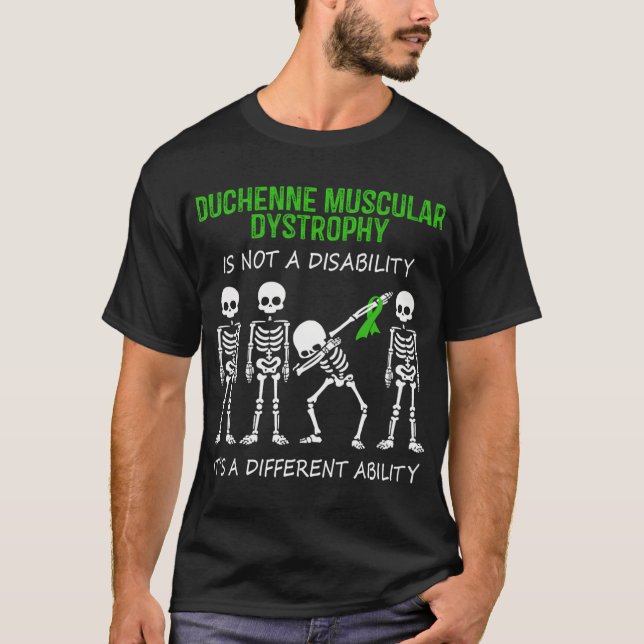 Camiseta Distrofia Muscular Duchenne Dabbing Skeleton Ribbo (Frente)