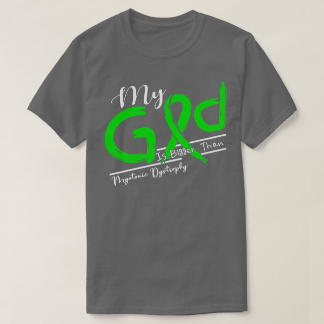 Camiseta Distrofia Myotónica Sensibilização Meu Deus É Mais (Frente do Design)