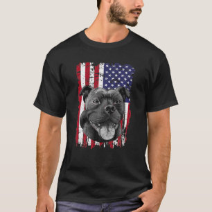Camiseta Distúrbio American Flag Staffordshire Bull Terrie