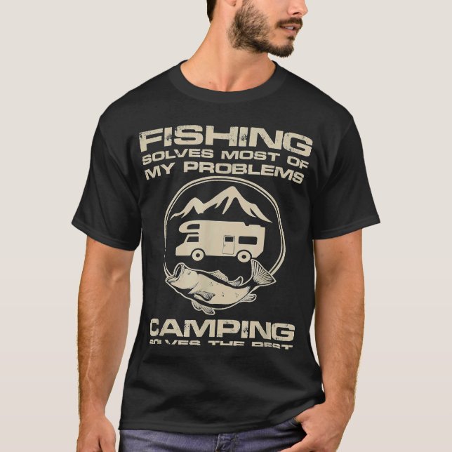 Camiseta Dito Divertido de Acampamento Pesca (Frente)