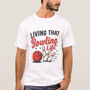 Camiseta Dito engraçado de boliche Bola e pinos estilo retr