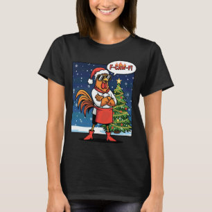 Camiseta Dito Engraçado do Galo de Natal F-Caw-F Piada de G