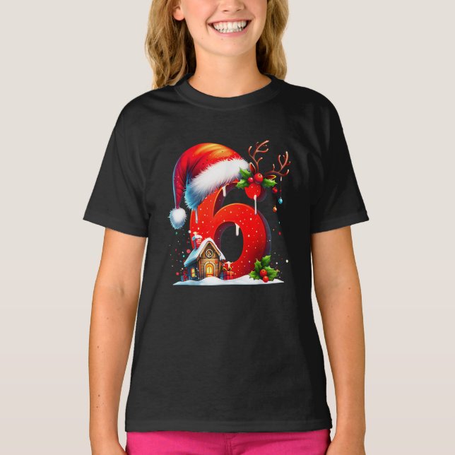 Camiseta Dito engraçado do meme 6 7 Seis Sete Natal (Frente)
