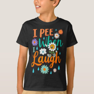 Camiseta Dito engraçado Eu faço xixi quando rio Flor Divers
