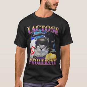 Camiseta Dito engraçado gato bobo intolerante à lactose mem