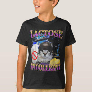 Camiseta Dito engraçado gato bobo intolerante à lactose mem