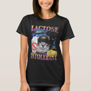 Camiseta Dito engraçado gato bobo intolerante à lactose mem