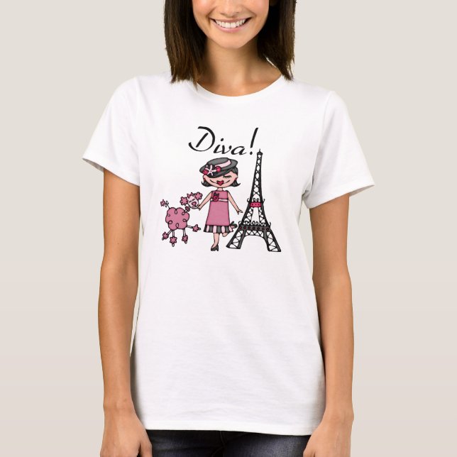 Camiseta Diva do cabelo preto (Frente)