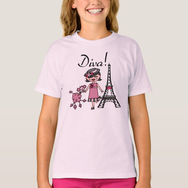 Camiseta Diva do cabelo preto (Frente)