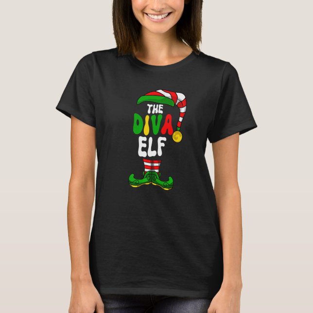 Camiseta Diva Elf Pajama Matching Group Natal Holiday G (Frente)