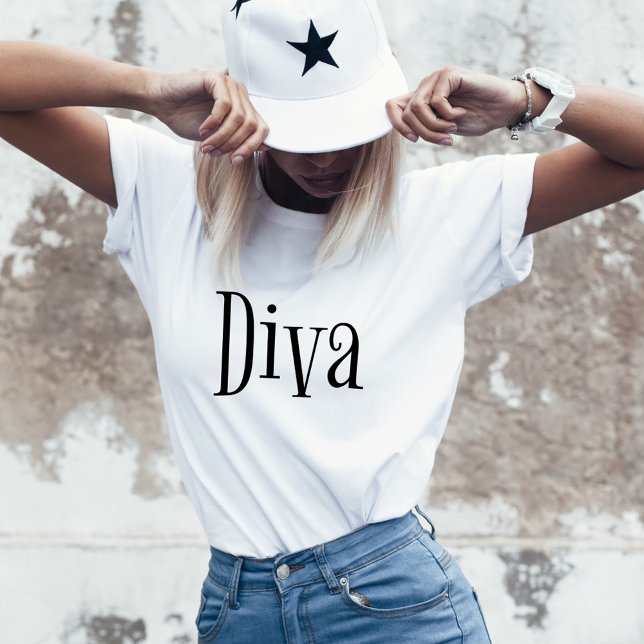 Camiseta Diva Funny Whimsics Tipografia (Criador carregado)