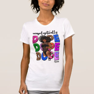Camiseta Diva Negra Estilosa Abraçando Confiança Ousada