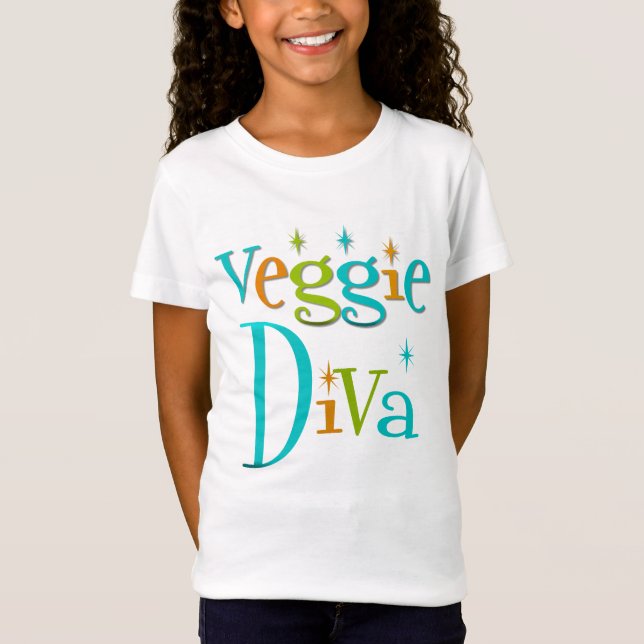 Camiseta Diva retro do vegetariano (Frente)