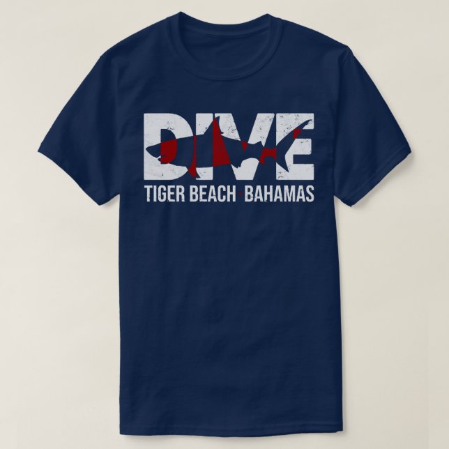 Camiseta DIVE Bahamas Tiger Beach SCUBA Diving Shark  (Frente do Design)