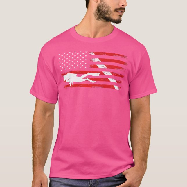 Camiseta Dive Flag Scuba Merging American Flag (Frente)
