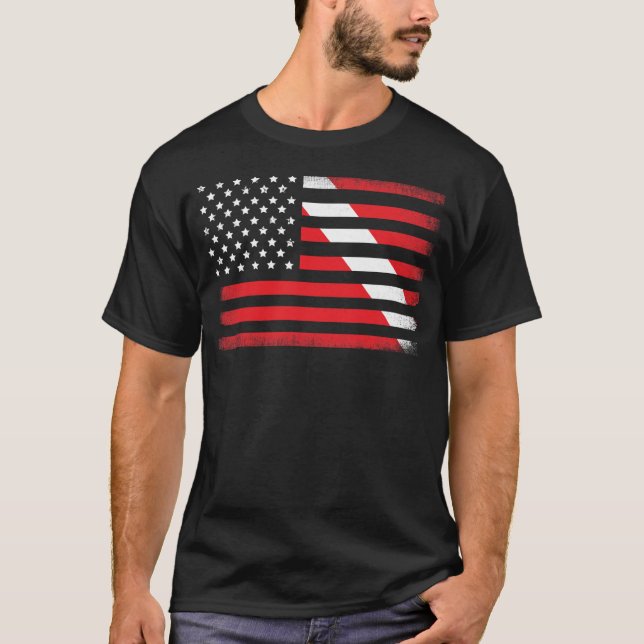 Camiseta Dive Flag Scuba Merging American Flag (Frente)