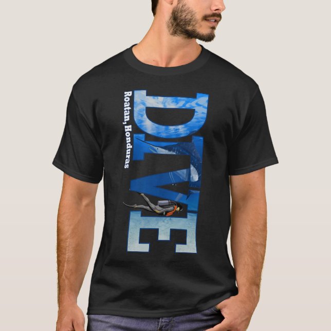 Camiseta Dive Roatan Scuba Merging Snorkeling (Frente)