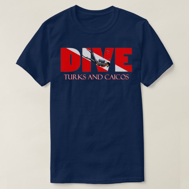 Camiseta DIVE Turks and Caicos SCUBA Merging Snorkeling (Frente do Design)