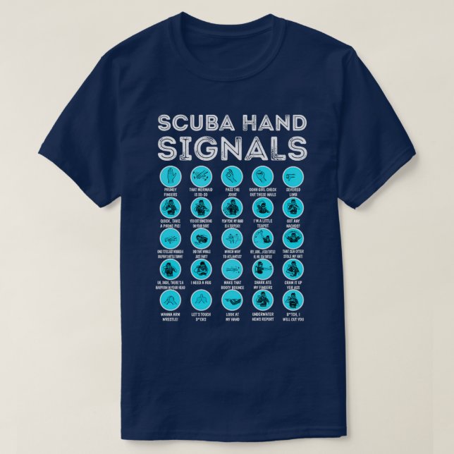 Camiseta Diver Sinal De Mão Engraçado Scuba Sinal De Mão (Frente do Design)