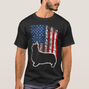 Camiseta Diversão Americana Flag Cardigan Welsh Corgi Dog