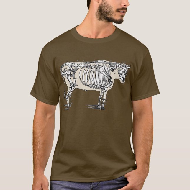 Camiseta Diversão Antiguada Do Esqueleto De Vaca (Frente)