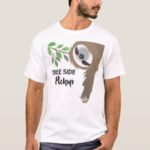 Camiseta Diversão Árvore Lateral Coleta Preguiça pendurada 