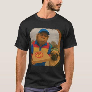 Camiseta Diversão Bigfoot Entrega de Pizza Pug Câmera de Po