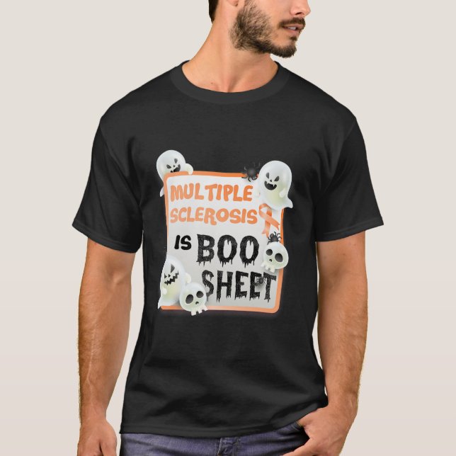 Camiseta Diversão Boo Halloween Fantasma Múltipla Esclerose (Frente)