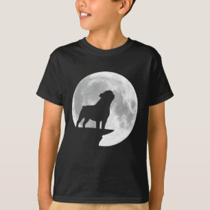 Camiseta Diversão Bulldog Howling Full Moon Halloween