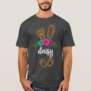 Camiseta Diversão Bunny Daisy Bunny Leopard, Páscoa Dia Vov