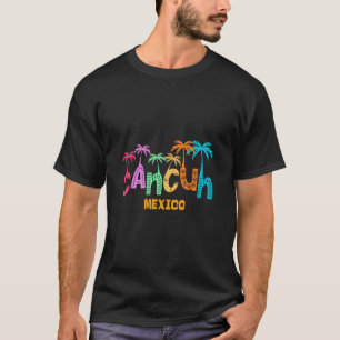 Camiseta Diversão Cancun México Palmeira Tipografia Colorid