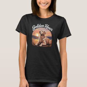 Camiseta Diversão com Golden Retriever - Hora dos Pôr do So