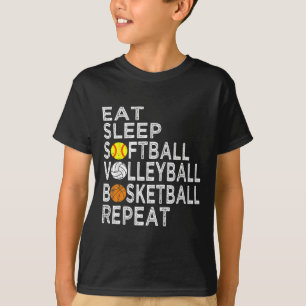 Camiseta Diversão Coma Dormir Moleque Volleybyll Bysketbyll
