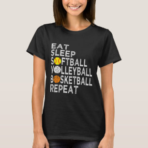 Camiseta Diversão Coma Dormir Rapazes De Voleibol De Bola B
