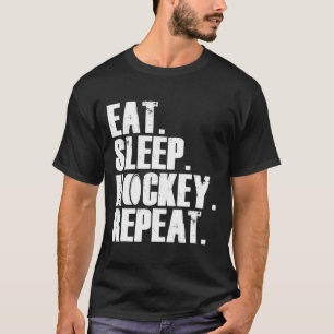 Camiseta Diversão Coma Hóquei no Sono Repito Homens Present