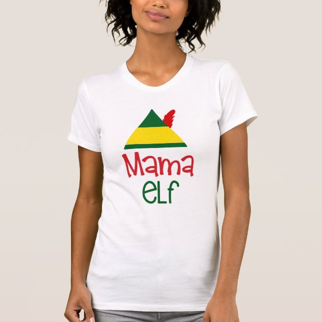 Camiseta Diversão da família de Natal Mama Elf (Frente)