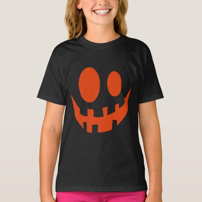 Camiseta Diversão da Pumpkin Jack O Lanterna Rosto Hallowee (Frente)