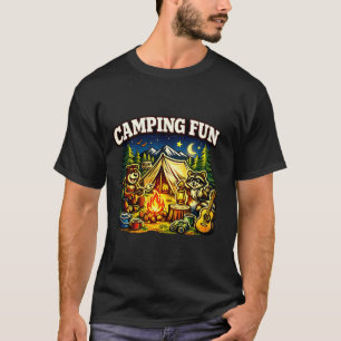 Camiseta Diversão de acampamento aventura engraçado fogueir
