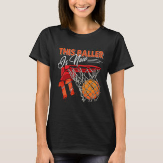 Camiseta Diversão De Basquete De Aniversário De 11 11 Anos 