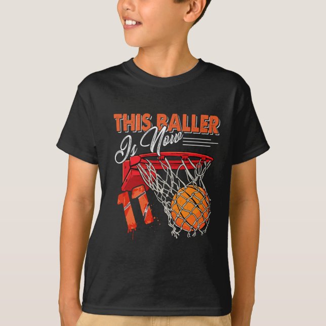 Camiseta Diversão De Basquete De Aniversário De 11 11 Anos  (Frente)