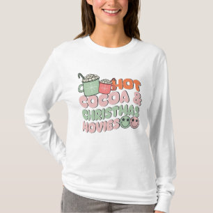 Camiseta Diversão De Cacau Quente E Filmes De Natal