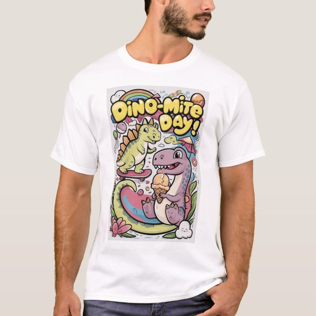Camiseta Diversão de Cartoon Dino (Frente)