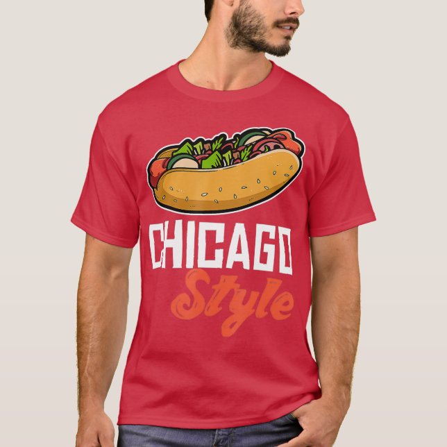 Camiseta Diversão de Chicago Estilo Hot Dog Idea Design (Frente)