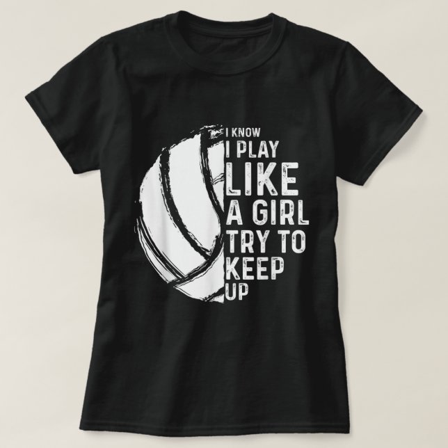 Camiseta Diversão de Design de Voleibol Mulheres Jovens Esp (Frente do Design)